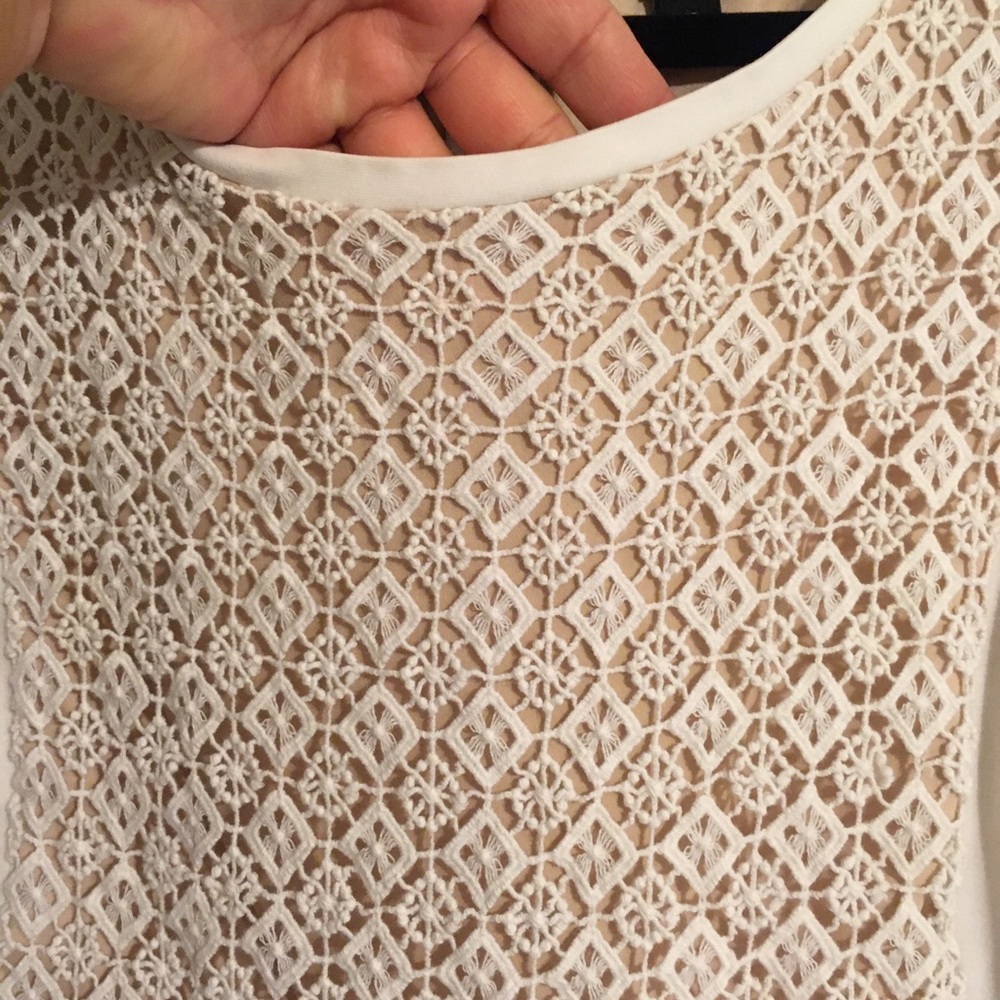 Ann Taylor - Women’s White Lace-Front and Cream Blouse XL - Picture 5 of 6